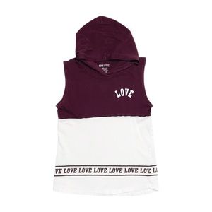 ON FIRE Girl's Hooded Tank Top White And Maroon Size Large 12